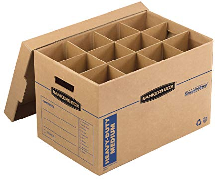 Bankers Box SmoothMove Heavy Duty Küche Umzugskarton, Geschirr und Glas Box Trennwände, Kissenschaum, 12 x 12,25 x 18,5 Zoll, Kraft, 1 Pack (7710701)