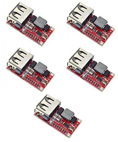 JZK 5 pezzi 6-24V 24V 12V a 5V 3A USB Step Down Modulo convertitore DC-DC Modulo Buck, Efficienza 97.5% Auto USB Mobile Phone Charger Modulo FAI DA TE
