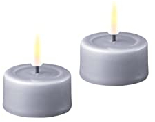 LED värmeljus 2 inomhus Deluxe Homeart Real Flame med timerfunktion och äkta vaxspegel, varmvitt ljus, flamlös
