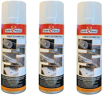 Grillfürst Power Schaumreiniger, 3 x 300 ml - Aktivschaumreiniger für emaillierte Oberflächen und Edelstahl, Scheibenreiniger für Grill und Backofen