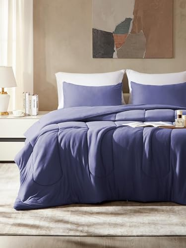 SLEEP ZONE Juego de edredón de punto jersey tamaño King, 3 piezas, 1 edredón y 2 fundas de almohada, ropa de cama esponjosa y transpirable para familia, dormitorio, ultrasuave y agradable al tacto