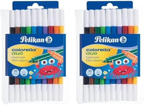 Pelikan 973172 Fasermaler Colorella Duo, 1 Set, 10-farbig (Packung mit 2)