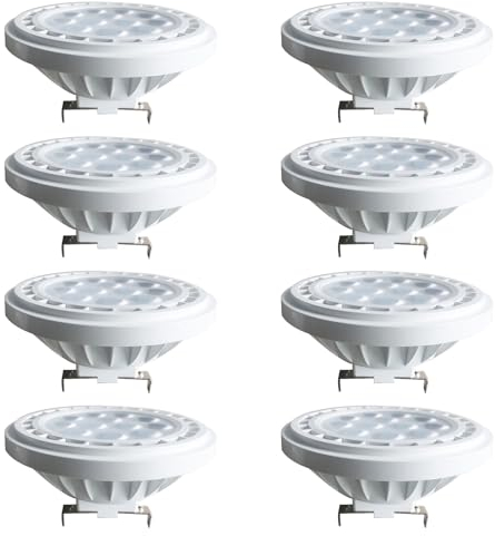 PAZWAHF AR111 G53 LED Lampe 15W [1500 Lumen] ≙ 100W Halogen, 12V Niedervolt Spot Strahler für Außen & Innen, Flutlicht 60° Abstrahlwinkel, Nicht dimmbar, 8 Stück