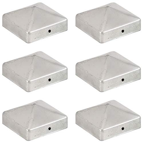 SKM Tapas para Postes de Valla 6 uds Metal galvanizado 71x71mm,Bricolaje,Vallas de jardín,Accesorios para rejas y Vallas,Plateado,145489
