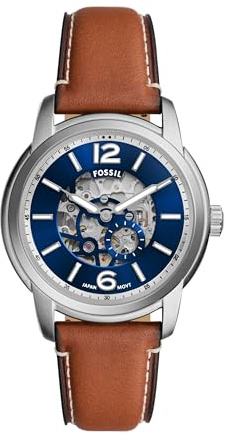 Fossil Men's Watch, Heritage Automatic Silver Stainless Steel Watch for Men