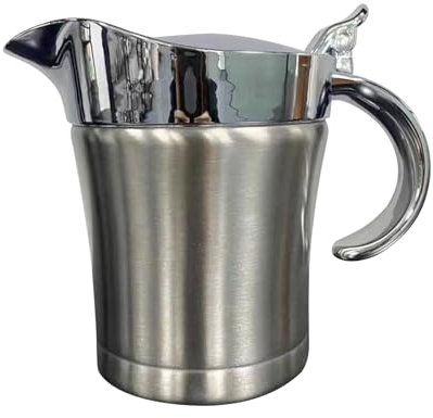 Stainless Steel Sauce Pitchers - Hinged Lid Sauce Boat | Thermal Gravy Server | Double Wall Insulated Jug | Heat-Retaining Gravy Container | Tabletop Serving Vessel for Home Kitchen
