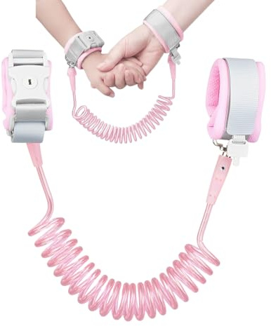 XYTAHDM 2,5M Guinzaglio per Bambini, Bracciale Sicurezza Bambino,Portatile Che Cammina Anti-Perso Mano Cintura,Braccialetto Bambini Antismarrimento Girevole a 360°, Rosa