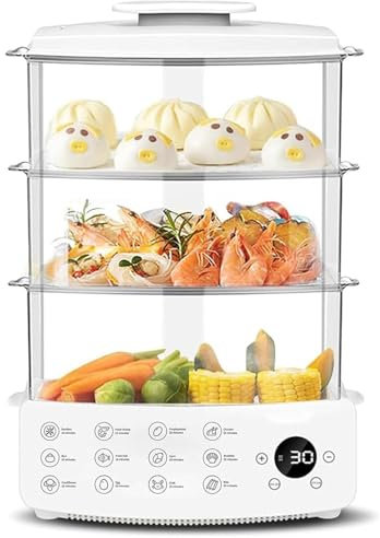 Cuit-Vapeur électrique 12l, Cuiseur De Légumes à 3 étages, Vapeur Rapide 10s, 12 Menus Préréglés, Rendez-Vous Intelligent 24h, Protection Anti-brûlure Sèche, Machine à Cuire à La Vapeur, Cuiseur