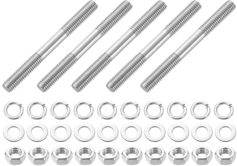 QUARKZMAN 5pz Perni Filettati Doppi, M8x80mm Acciaio Inossidabile 304 Barre Filettate Doppie con Dadi e Rondelle Piatte & di Sicurezza Perno Filettato Doppio Bullone per Manutenzione