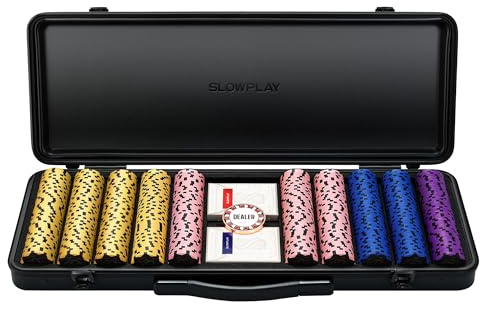 SLOWPLAY Nash 500PCS Poker Chip Set with Case, 14 Gram Clay Poker Chips