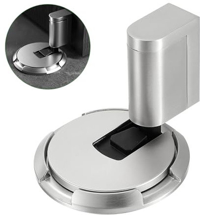 GEEKHOM Türstopper Boden Kleben - Upgrade für Magnetischer Türstopper - Mechanische Verriegelung Door Stopper Ohne Bohren Selbstklebend Edelstahl - für Tür Floor Wand (Silber)