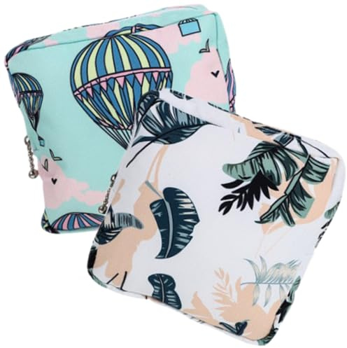Ciieeo Bolsas Menstruales Portátiles Cremallera 2 Unidades Verde Globo Hoja Bolsa para Compresas Monedero Compacto para Viaje y Uso Femenino