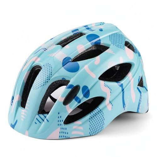 YWMJZEU Casco Multiattività Calotta Rigida Casco Bambini Profilo Arrotondato Attrezzatura Sportiva, Azzurro Chiaro Variopinto, M 50-55CM