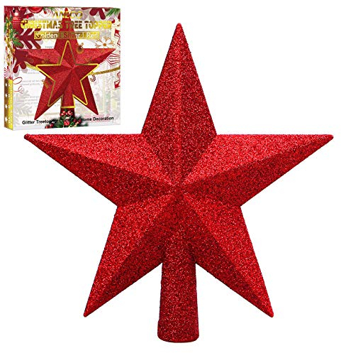 ANECO Glitzernde Weihnachtsbaumspitze, bruchsicher, Weihnachtsbaumschmuck, Baumspitze für Feiertagsdekoration oder Heimdekoration