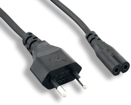 Monoprice 3-Prong Power Cord - 6 Feet - Black CEE 7/16 (Europlug) to IEC 60320 C7 (Non-Polarized) 18AWG, for Laptop Power Supply, Gaming Console, etc