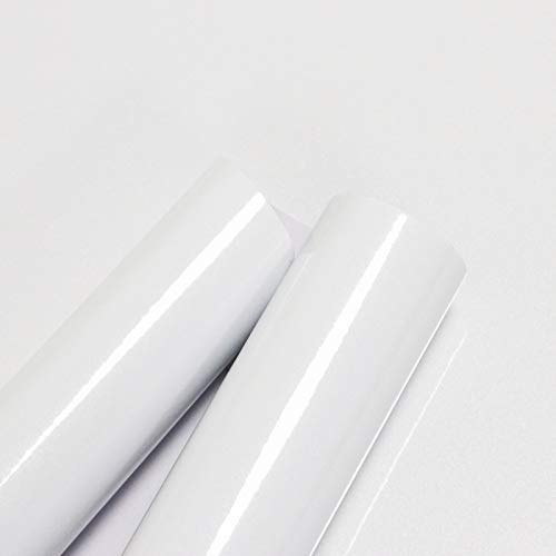 Toduso Contact Paper Glossy White for Countertops Removable Contact Paper White Peel and Stick Wallpaper Waterproof Easy to Clean Vinyl Roll Decorative Kitchen Cabinet Table Closet 15.8''x78.7''