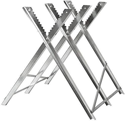 MAYMA Sägestaffelei, zusammenklappbar, zum Sägen von Stämmen, mit 4 Halterungen aus Holz, gezackt, klappbar, Metall, verzinkt, 150 kg, zum Schneiden von Holz (3 Halterungen)