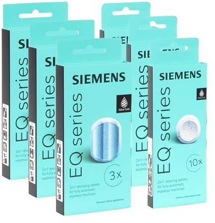 Reinigungs/Pflege-Set von Siemens für Kaffeevollautomaten, 3 x 10 Reinigungstabletten TZ80001 + 3 x 3 Entkalkungstabletten TZ80002