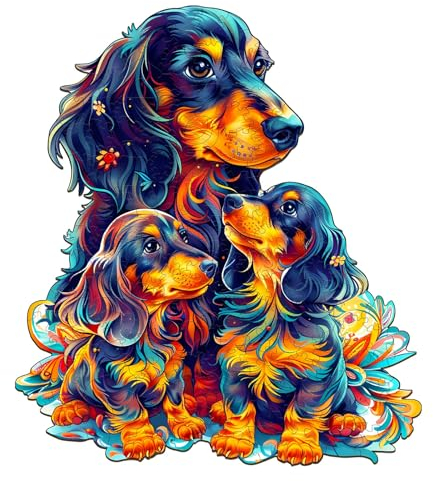 Holzpuzzle Erwachsene, 240 Teile Dackel Hund Holz Puzzle Erwachsene, 34.5x30.5cm Wooden Puzzle, Unregelmäßige Einzigartige Puzzle, Holzpuzzle Tierform, Holz Puzzle Mit Geschenkbox Aus Holz