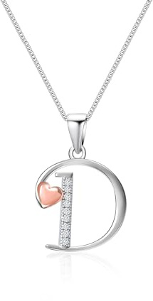 Mesovor 925 Sterling Silver Initial Necklace for Women, Dainty Sterling Silver Letter Cubic Zirconia Necklace Jewelry Gifts for family Mother Sister Wife (Letter-D)