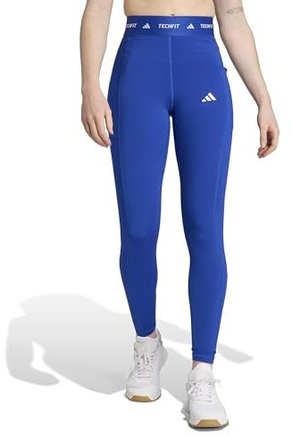 adidas Mujer TECHFIT Stash Pocket Full Length Leggings, Royal Blue, L