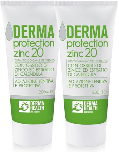 Derma Health - Derma Protection Zinc 20 Crema Emolliente e Protettiva all'ossido di zinco (20%) - 200 ml (Set da 2 pezzi)