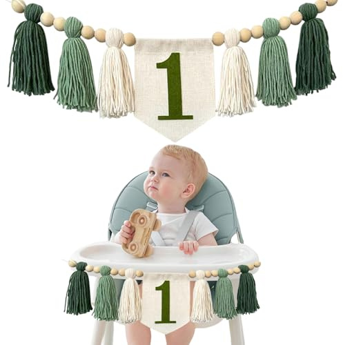 GlamRays Handgjord boho 1:a födelsedag högstol banderoll festdekoration för flickor baby skum väggdekoration för barnrum