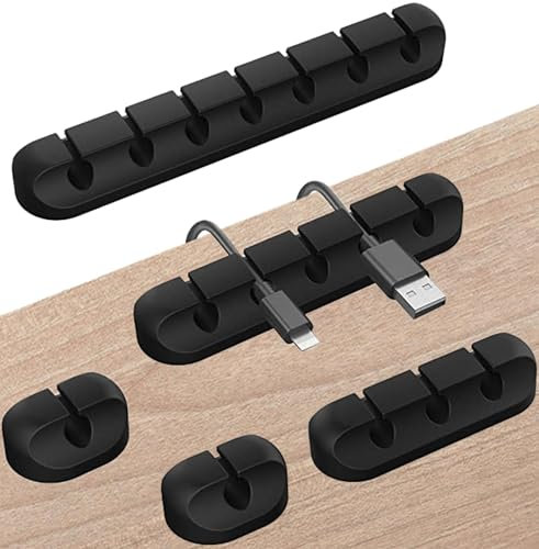 AMSERI | Organizador cables duradero | 5 PCs organizador cables escritorio autoadhesivo | cable management | organizador de cables para la gestion de cables,organizador de cables escritorio/mesa/cabos