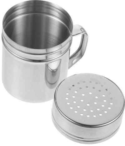 IMIKEYA Bote De Condimentos Mediano De Acero Inoxidable Con Asa, Dispensador De Condimentos Reutilizable Con Dosificador De Polvo De Precisión Para Uso Doméstico