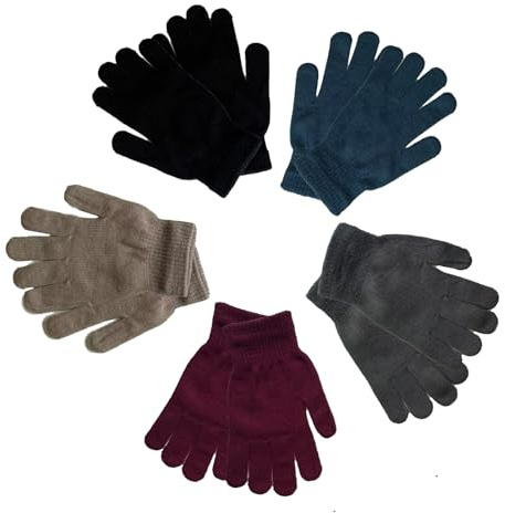 VABX-Purple 5 Pairs Magic Gloves Kids 4-12 Boys Girls Multicolor Stretchy Knitted Colorful Drawing Gloves Cycling Biking Running Protect Gloves Outdoor School Cold Weather