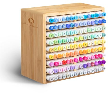 Ohuhu Bambus Stifte Organizer, Holz Desktop Aufbewahrung für 126 Markerstifte Stifte Bleistifte Kunstpinsel stationärer Organizer, Bleistifthalter mit 18 Fächern