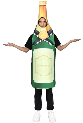 EraSpooky Adult Champagne Celebration Costume Funny Halloween Bottle Food Party Outfits for Men Women