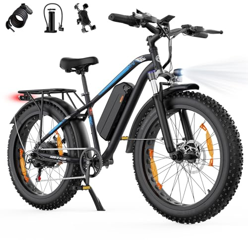 AOIHO Electric Bike, 26 × 4.0 Fat Tyre Electric Bikes for Adults with 48V 18Ah/13Ah Battery, 85NM Motor, 75-95 Miles Range, Electric Dirt Bike 7 Speed Gear, E Bikes for Men Electric Mountain Bikes
