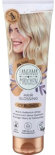 Haartönung Haar Glossing, Glanz-Behandlung mit Aprikosenkernöl und Hyaluron, für Hellbraune bis Dunkelbraune Haare, Silikonfreie Farbtiefenpflege, 6 Haarwäschen von Langhaarmädchen (Icy Blonde)