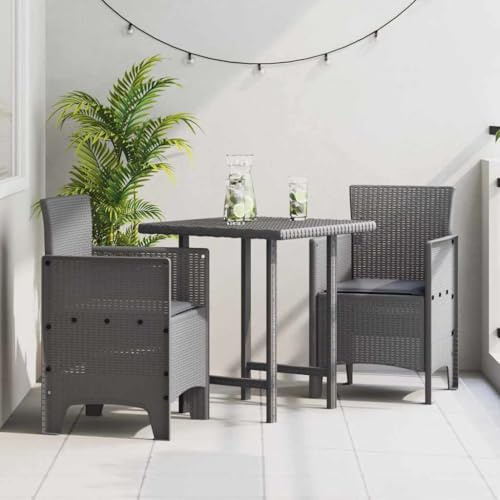 Drainlyn Trädgårdsstol 2 st ljusgrå polypropen 53 x 49 x 85 cm med stoppning, väderbeständig, stapelbar, utomhus balkongstol för terrass och trädgård med bekvämt armstöd för avkoppling