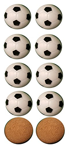 Charlsten 10 Kickerbälle 36 mm im Set. 8X Standard und 2X Kork