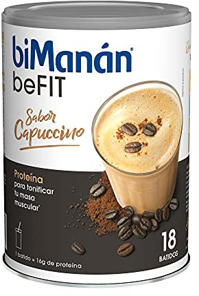 biManán - beFIT Batido Sabor Capuccino, Bebida de Proteína para Tonificar tu Masa Muscular en Polvo, con Fibra, Vitaminas y Minerales, Sin Aceite de Palma ni Azúcares Añadidos - 18 Batidos, 540 g