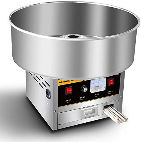 Candy Floss Maker Machine Commercial Cotton Candy Maker Gas Electric Floss Machine with Stainless Steel Tray for Birthdays Parties Celebrations (Electric Heating)