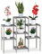 Relaxdays Blumentreppe Holz, Shabby Chic, Innenbereich, Wohnzimmer, Pflanzenregal, 7 Ablagen, HBT 86 x 95 x 29 cm, grau, Pflanzenregal grau
