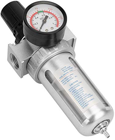 BSP Luftkompressor Filterregulator, 1.2cm Luftkompressor Fuktfälla Vattenfilter Tryckregulator med Mätkoppling, Luftfilter Tryckregleringsenhet för Luftkompressor