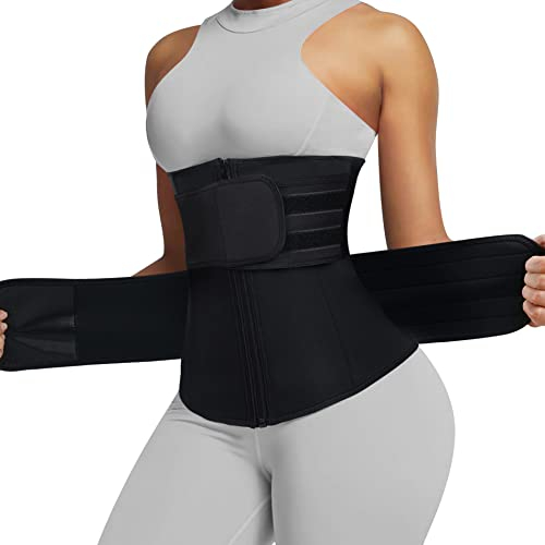 Bafully Unterbrust Korsett Waist Trainer Cincher Sports Taillenformer Bauchweg Gürtel Neoprone Taillenmieder Body Shaper (Schwarz, XL)