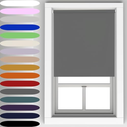 Caecus Dark Grey Blackout Roller Blinds Made To Measure Window Blinds Easy Fit Child Safe Thermal Properties Home Office Fitting Included Up To 60cm Width x Up To 210cm Drop