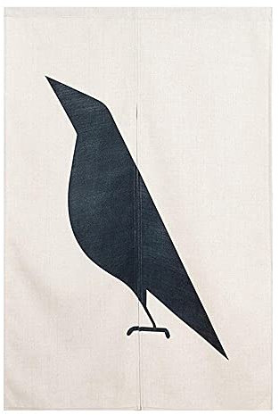 Master_GGGGG Noren Japanische Vorhänge Baumwolle Leinen Türvorhang Tapisseri für die Heimtextilien Raumteiler Abstrakte Krähe 90 cm X 85 cm