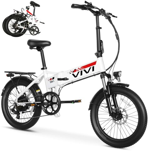 Vivi Electric Bike, 20 Folding Electric Bike 500W Ebikes for Adults, Folding Ebike with 48V Removable Battery, Professional 7 Speed Adult Electric Bicycles Electric Commuter Bike