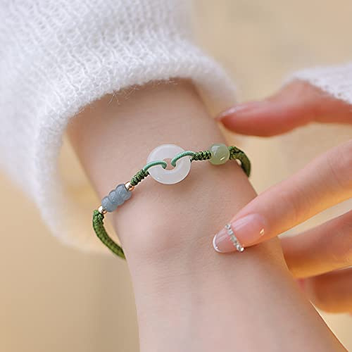 Naturlig jade vävda flätade armband kvinnor flickor, vit jade
