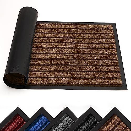 Yorkshire Bedding Door Mat Non Slip – Brown Rubber mat 40x60cm Machine Washable Door Matts indoor Dirt Trapper Super Absorbent Door Mats Outdoor
