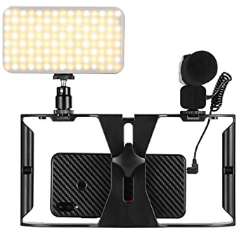 Videokamera Videokamera Videokamera 4K -videokamera LED Video Light Photography Lighting Microphone Stabilizer for smarttelefon live streaminginspelning Digital videokamera för vloggning