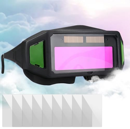 SUNJULY Lunettes de soudage avec assombrissement automatique, lunettes de soudage solaires en couleur véritable, masque de protection confortable contre la transpiration, lunettes anti-éblouissement