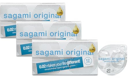 Sagami Original 0.02 Extra Lubricated | Super Thin | Super Strong | Non Latex PU Condoms (36 Pack)