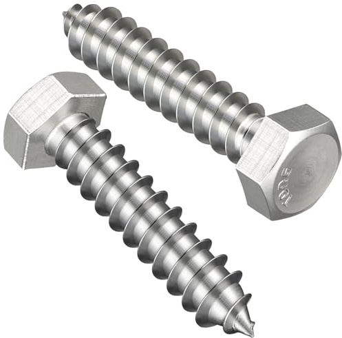 VGBUY 3/8 x 1-1/2 Hex Head Lag Screws 14Pcs, 304 Stainless Steel 18-8 Lag Bolts Wood Screws Heavy Duty Large Screws for TV Mounts, Deck, Boat Repair